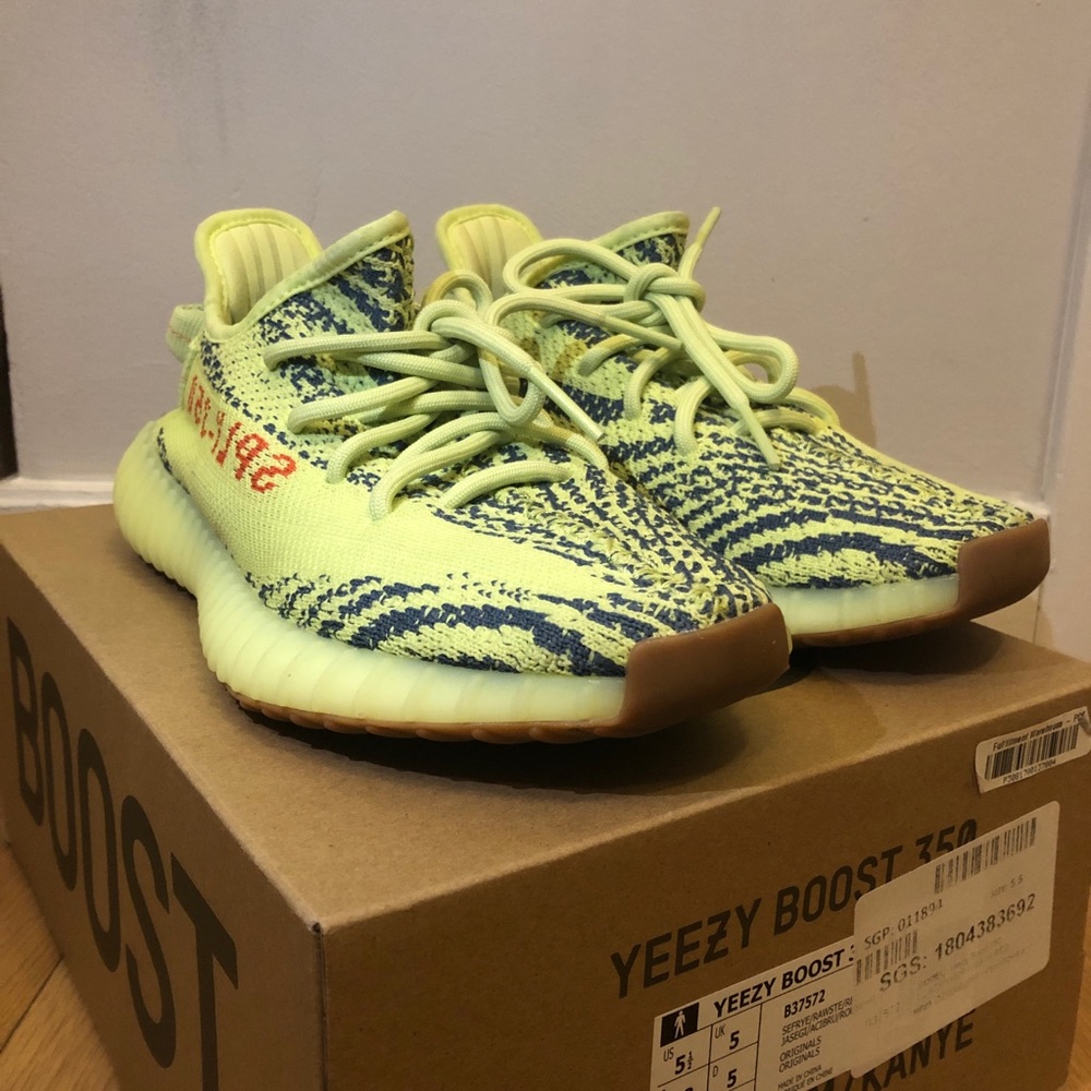 Yeezy 350 Frozen Yellow in the US size 5 1/2